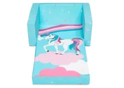 Delta Children Unicorn Cozee Flip Out Chair - 2-in-1 Convertible Chair To Lounger For Kids -Kid Household Items 208220 5060 Cozee Chair Blue Unicorn Silo 12