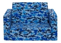 Delta Children Cozee Flip-Out Chair - 2-in-1 Convertible Chair To Lounger For Kids -Kid Household Items 208220 5061 Cozee Chair Blue Camo Silo 01