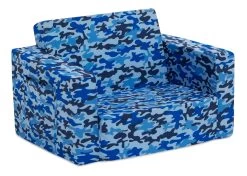 Delta Children Cozee Flip-Out Chair - 2-in-1 Convertible Chair To Lounger For Kids -Kid Household Items 208220 5061 Cozee Chair Blue Camo Silo 02