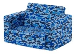Delta Children Cozee Flip-Out Chair - 2-in-1 Convertible Chair To Lounger For Kids -Kid Household Items 208220 5061 Cozee Chair Blue Camo Silo 03