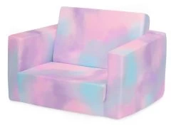 Delta Children Cozee Flip-Out Chair - 2-in-1 Convertible Chair To Lounger For Kids -Kid Household Items 208220 5062 Cozee Chair Pink Tie Dye Silo 03