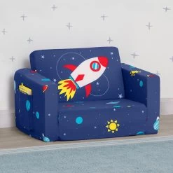 Delta Children Spaceship Cozee Flip Out Chair - 2-in-1 Convertible Chair To Lounger For Kids -Kid Household Items 208220 5064 Cozee Chair Space Lifestyle 103