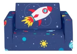 Delta Children Spaceship Cozee Flip Out Chair - 2-in-1 Convertible Chair To Lounger For Kids -Kid Household Items 208220 5064 Cozee Chair Space Silo 01