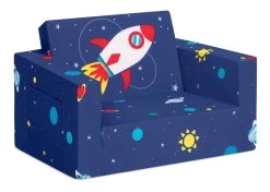 Delta Children Spaceship Cozee Flip Out Chair - 2-in-1 Convertible Chair To Lounger For Kids -Kid Household Items 208220 5064 Cozee Chair Space Silo 02