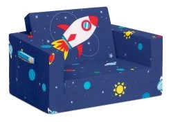 Delta Children Spaceship Cozee Flip Out Chair - 2-in-1 Convertible Chair To Lounger For Kids -Kid Household Items 208220 5064 Cozee Chair Space Silo 08