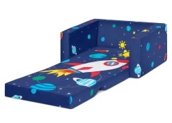 Delta Children Spaceship Cozee Flip Out Chair - 2-in-1 Convertible Chair To Lounger For Kids -Kid Household Items 208220 5064 Cozee Chair Space Silo 22