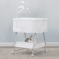 Nod Bassinet - Smart Sleeper Compatible With Amazon Alexa, Google Assistant And Delta Children Connect App -Kid Household Items 37232 100 NodSmartSleeperWifi White Lifestyle 101