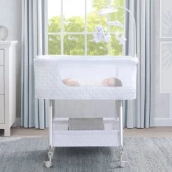 Nod Bassinet - Smart Sleeper Compatible With Amazon Alexa, Google Assistant And Delta Children Connect App -Kid Household Items 37232 100 NodSmartSleeperWifi White Lifestyle 110