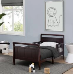 Delta Children Wood Sleigh Toddler Bed -Kid Household Items 7183 207 Sleigh Toddler Bed Dark Chocolate Lifestyle 03