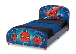 Delta Children Spider-Man Upholstered Twin Bed -Kid Household Items BB81416SM upholstered twin bed left 02 hi res