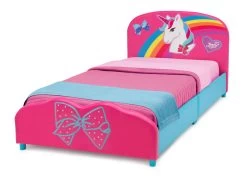 Delta Children JoJo Siwa Upholstered Twin Bed -Kid Household Items BB81440JS jojo twin bed left high res