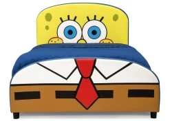 Delta Children SpongeBob SquarePants Upholstered Twin Bed -Kid Household Items BB81447SB spongebob upholstered twin bed front no pillow hi res