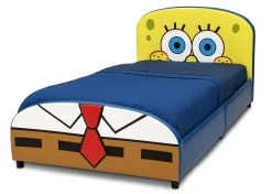 Delta Children SpongeBob SquarePants Upholstered Twin Bed -Kid Household Items BB81447SB spongebob upholstered twin bed left hi res
