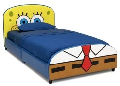Delta Children SpongeBob SquarePants Upholstered Twin Bed -Kid Household Items BB81447SB spongebob upholstered twin bed right pillow hi res