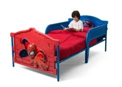 Delta Children Spider-Man Plastic 3D Twin Bed -Kid Household Items BB86658SM spiderman twin bed with rails lifestyle 02