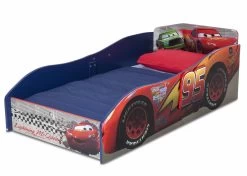 Delta Children Cars Wood Toddler Bed -Kid Household Items BB87105CR cars wooden bed left