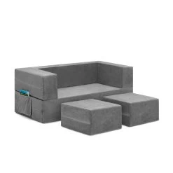 Delta Children Convertible Sofa And Play Set For Kids And Toddlers Modular Foam Couch And Flip Out Lounger With 2 Ottomans -Kid Household Items CFO1010 5000 Cozee Sofa and Play Set Grey Mink Callout 01