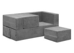 Delta Children Convertible Sofa And Play Set For Kids And Toddlers Modular Foam Couch And Flip Out Lounger With 2 Ottomans -Kid Household Items CFO1010 5000 Cozee Sofa and Play Set Grey Mink Silo 26
