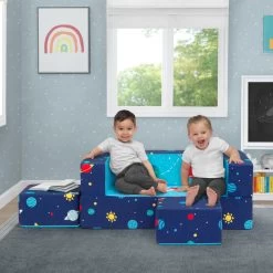 Delta Children Convertible Sofa And Play Set For Kids And Toddlers – Modular Foam Couch And Flip Out Lounger With 2 Ottomans -Kid Household Items CFO1010 5064 Convertible Sofa and Play Set Space Lifestyle 102