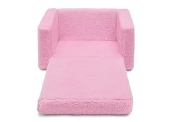 Delta Children Personalized Cozee Flip-Out Sherpa 2-in-1 Convertible Chair To Lounger For Kids -Kid Household Items EM208223 5032 Cozee Flip Out Sherpa Chair Pink Embroidered Silo 20