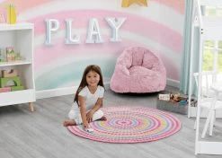 Delta Children Rainbow Dot Round Area Rug For Kids, 39-Inch