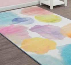 Delta Children Watercolor Rectangle Area Rug For Kids, 53-Inch X 59-Inch -Kid Household Items N1804 3024 rug watercolor lifestyle 102