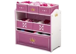 Delta Children Princess Crown Multi-Bin Toy Organizer -Kid Household Items TB83455GN Crown Multibin left propped hi res