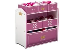Delta Children Princess Crown Multi-Bin Toy Organizer -Kid Household Items TB83455GN Crown Multibin right propped hi res