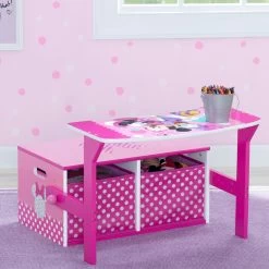 Delta Children Minnie Mouse Activity Bench -Kid Household Items TB87202MN activity bench minnie conversion A hangtag high res a0de1125 3d56 4411 b393 fac01929bfca