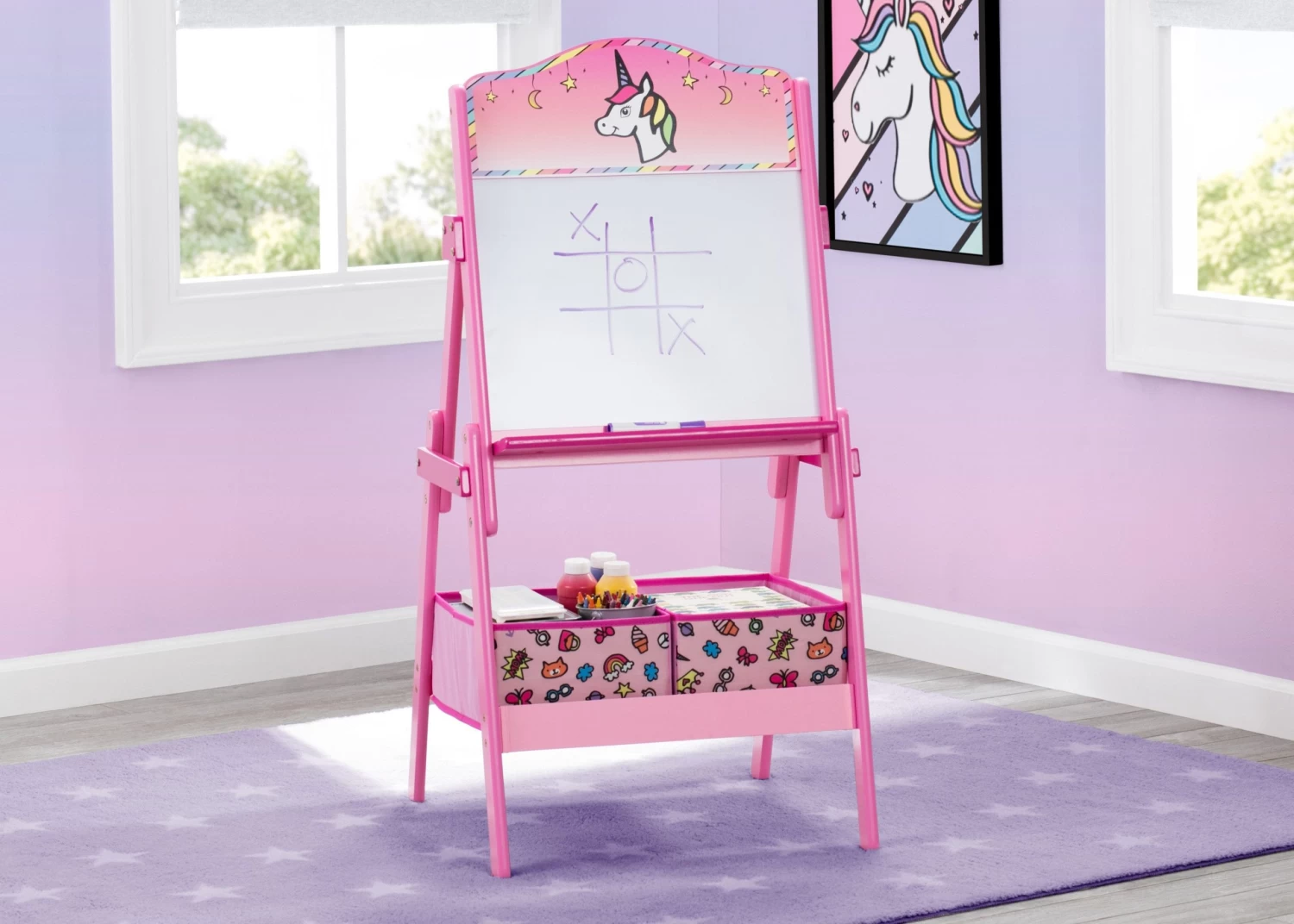 Delta Children Rainbow Dreams Wooden Activity Easel With Storage