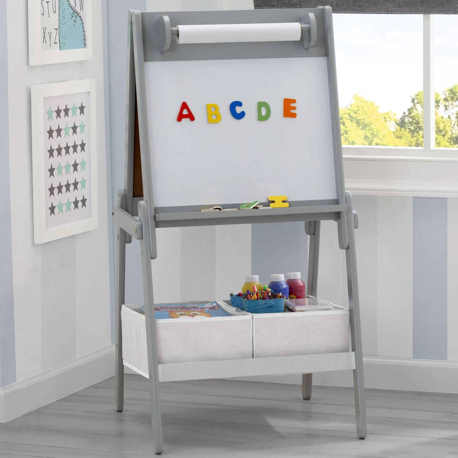 Delta Children Chelsea Double-Sided Storage Easel With Paper Roll And Magnets | Dry Erase Surface & Chalkboard Surface 8 Delta Children Chelsea Double-Sided Storage Easel With Paper Roll And Magnets | Dry Erase Surface & Chalkboard Surface - Image 8