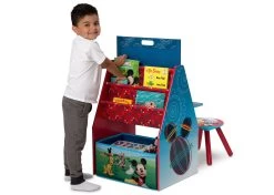 Delta Children Mickey Mouse Activity Center - Easel Desk With Stool & Toy Organizer -Kid Household Items TE87598MM mickey activity center book model hi res
