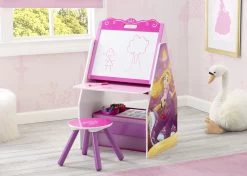 Delta Children Princess Activity Center - Easel Desk With Stool & Toy Organizer