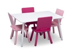 Delta Children Kids Table And Chair Set (4 Chairs Included) -Kid Household Items TT87413GN TNC Pink White chairs inside right hi res 16d75521 92cb 4659 9a28 63c8eb347788