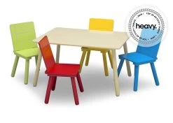 Delta Children Kids Table And Chair Set (4 Chairs Included) -Kid Household Items TT87452GN 1189 Kids Table and Chair Set Natural and Primary Colors silo 98