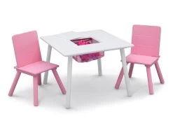 Delta Children Kids Table And Chair Set With Storage (2 Chairs Included) 17 Delta Children Kids Table And Chair Set With Storage (2 Chairs Included) -Kid Household Items TT89113GN storage table and chair set white pink right 02 high res