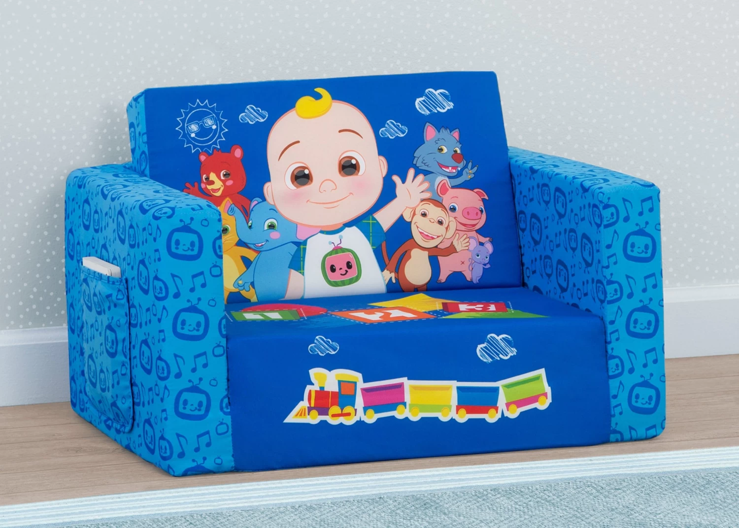 Delta Children CoComelon Cozee Flip-Out Chair - 2-in-1 Convertible Sofa To Lounger For Kids 2 Delta Children CoComelon Cozee Flip-Out Chair - 2-in-1 Convertible Sofa To Lounger For Kids - Image 2