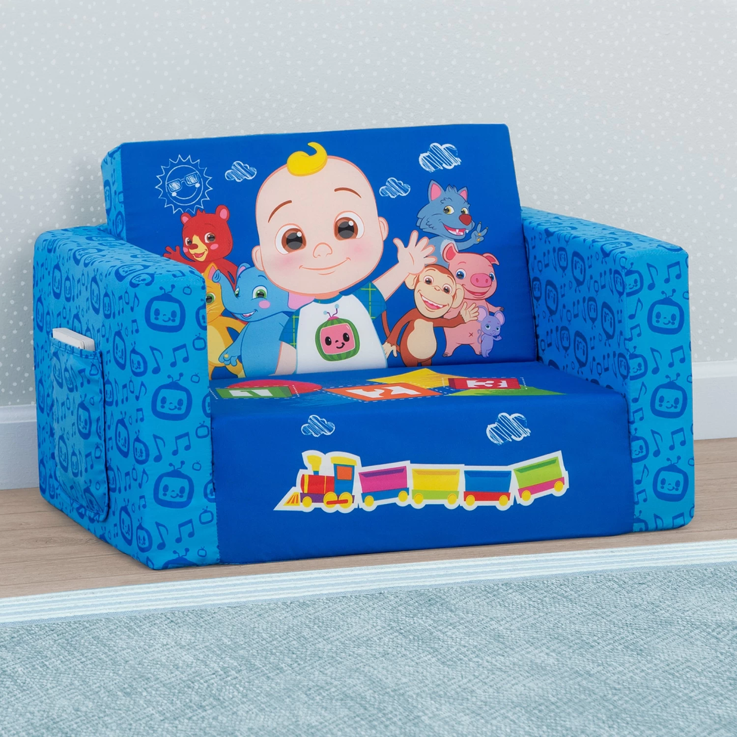 Delta Children CoComelon Cozee Flip-Out Chair - 2-in-1 Convertible Sofa To Lounger For Kids 6 Delta Children CoComelon Cozee Flip-Out Chair - 2-in-1 Convertible Sofa To Lounger For Kids - Image 6