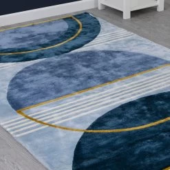 Delta Children Blue Abstract Hand-Tufted Area Rug 5x8 -Kid Household Items Z1011DEC 999 Rug Blue Abstract Lifestyle 102