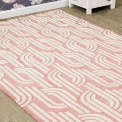 Delta Children Rose Links Hand-Tufted Wool Blend Area Rug 5x8 -Kid Household Items Z1012DEC 929 Rug Coral Links Lifestyle 102