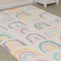 Delta Children Over The Rainbow Hand-Tufted Wool Blend Area Rug 5x8 9 Delta Children Over The Rainbow Hand-Tufted Wool Blend Area Rug 5x8 -Kid Household Items Z1013MOD 999 Rug Over The Rainbow Lifestyle 102