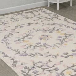 Delta Children Floral Garden Hand-Tufted Wool Blend Area Rug 5x8 -Kid Household Items Z1015NAT 999 Rug Floral Garden Lifestyle 102