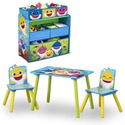 Delta Children Baby Shark 4-Piece Playroom Solution– Set Includes Table And 2 Chairs And 6-Bin Toy Organizer -Kid Household Items amp0cgjmcdcr1ptllt9m