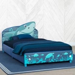 Delta Children Shark Upholstered Twin Bed -Kid Household Items bb9842sea 2027 upholstered bed shark lifestyle 101