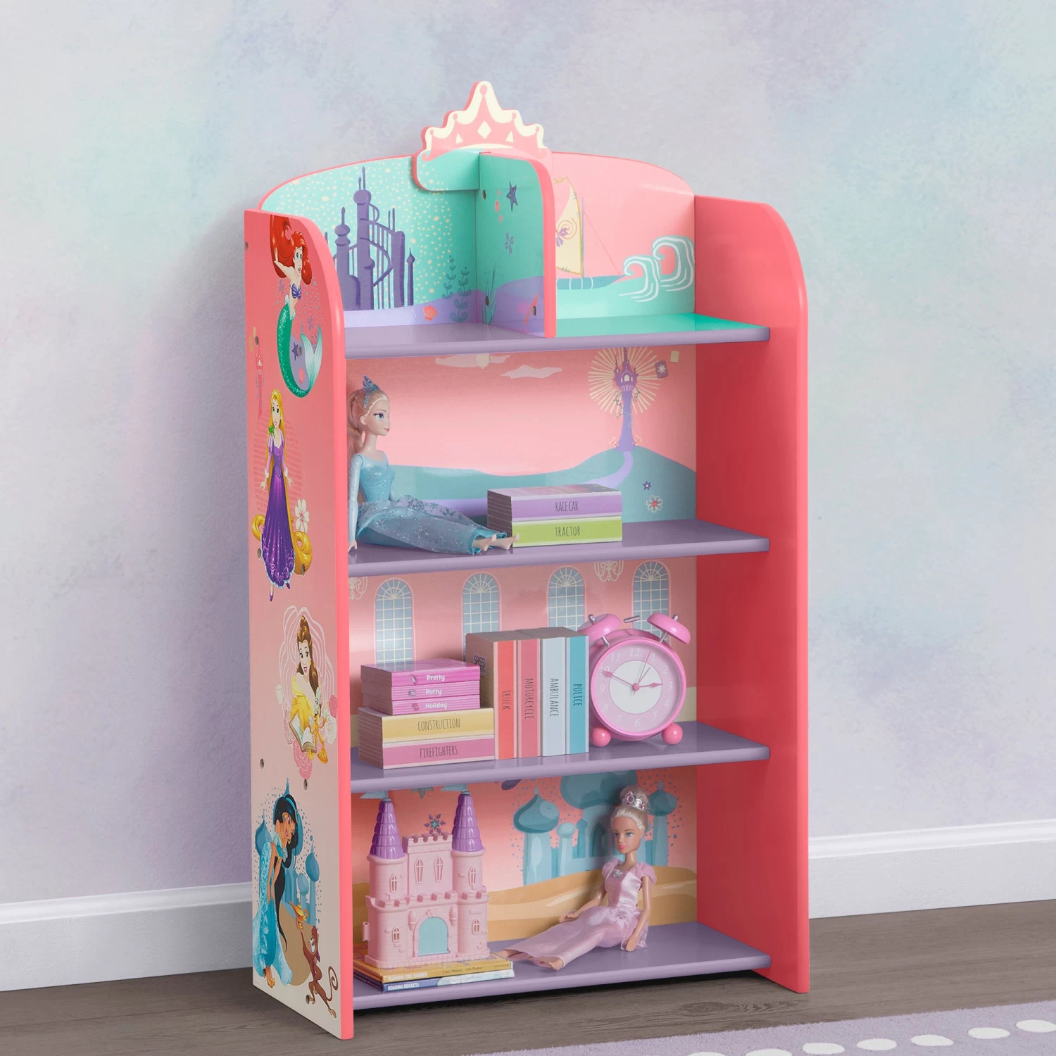 Delta Children Disney Princess Wooden Playhouse 4-Shelf Bookcase 5 Delta Children Disney Princess Wooden Playhouse 4-Shelf Bookcase - Image 5