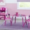 Delta Children Minnie Mouse 4-Piece Playroom Solution – Set Includes Table And 2 Chairs And 6-Bin Toy Organizer