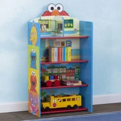 Delta Children Sesame Street Wooden Playhouse 4-Shelf Bookcase -Kid Household Items l8pyfat1ii6m2hpfp908