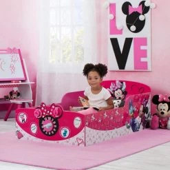 Delta Children Minnie Mouse Interactive Wood Toddler Bed -Kid Household Items minnie interactive toddler bed room marketing styling