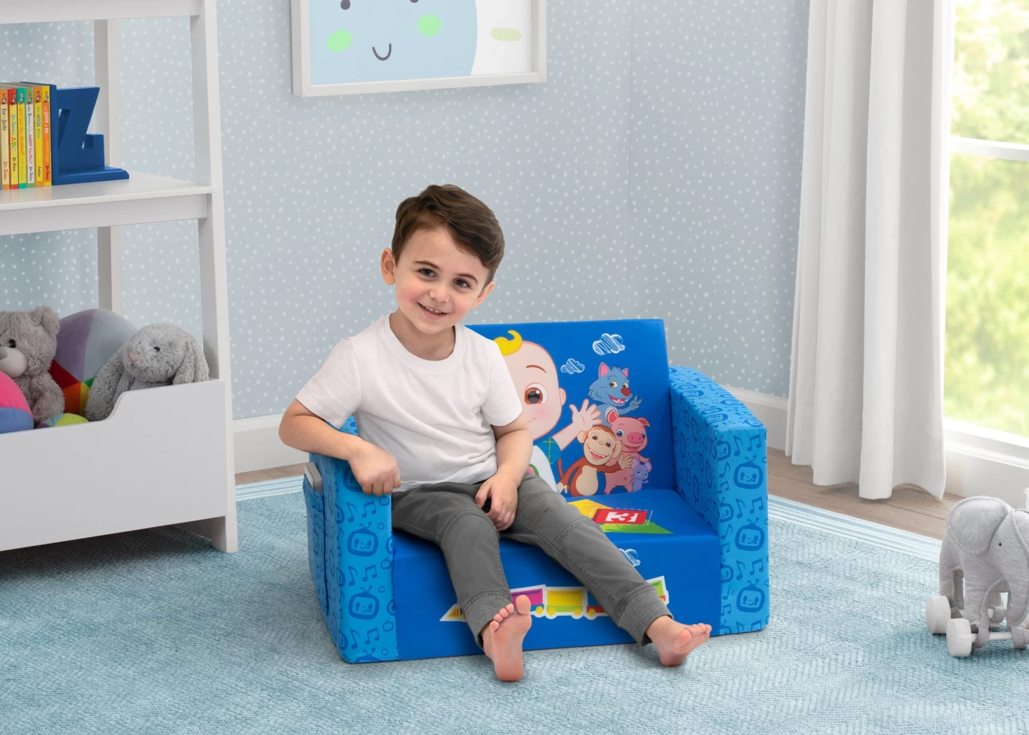 Delta Children CoComelon Cozee Flip-Out Chair - 2-in-1 Convertible Sofa To Lounger For Kids 1 Delta Children CoComelon Cozee Flip-Out Chair - 2-in-1 Convertible Sofa To Lounger For Kids