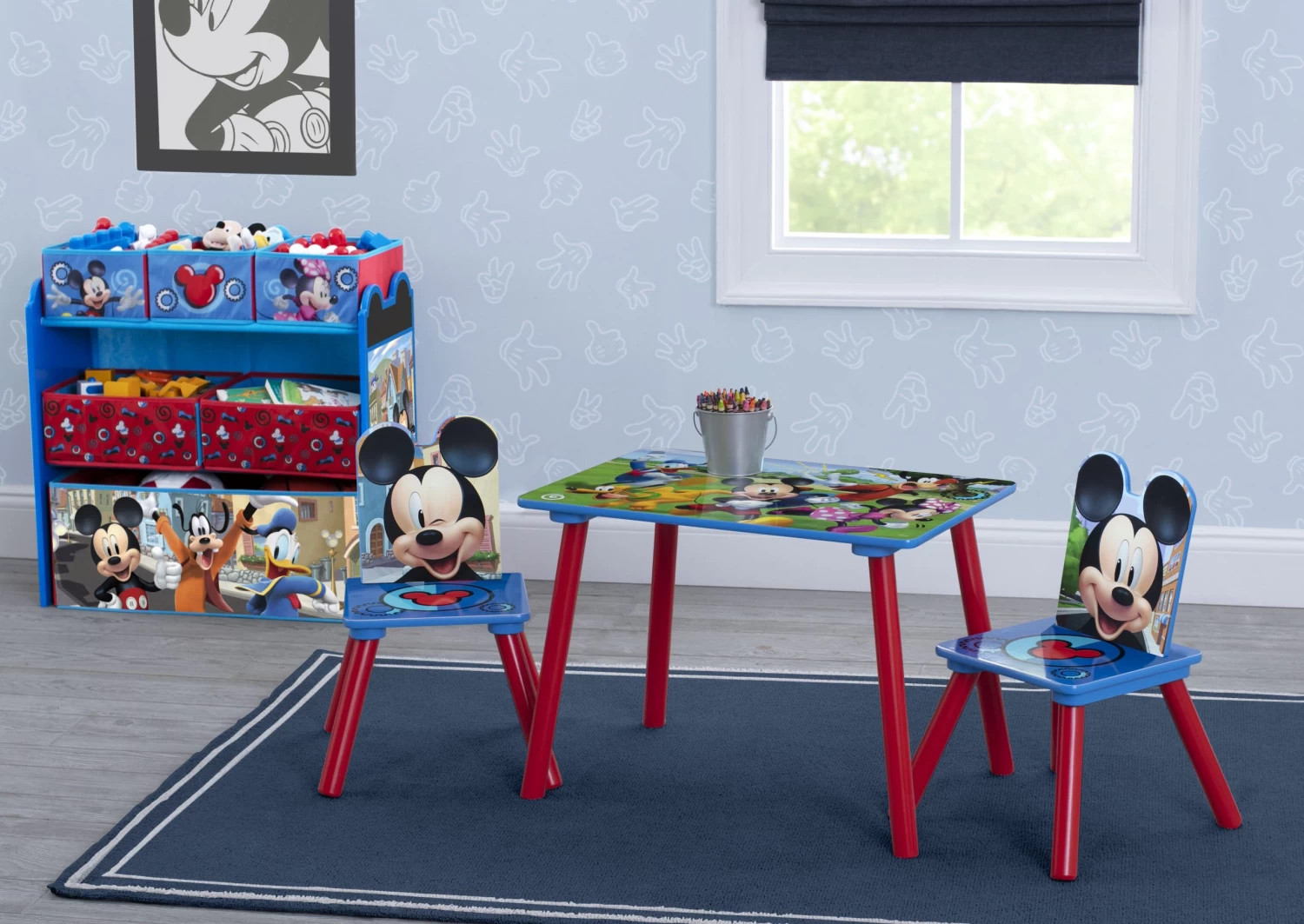 Delta Children Mickey Mouse 4-Piece Playroom Solution– Set Includes Table And 2 Chairs And 6-Bin Toy Organizer 2 Delta Children Mickey Mouse 4-Piece Playroom Solution– Set Includes Table And 2 Chairs And 6-Bin Toy Organizer - Image 2